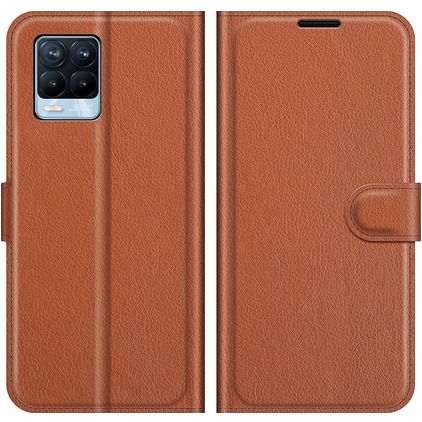 Mobigear Classic Realme 8 Hülle Klapphülle Geldbörse - Cognac