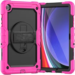Mobigear SureGrip Xtreme Samsung Galaxy Tab A9 Plus (2023) Hülle Kunststoff,Silikon Backcover + Schulterträger + Ständer - Pink