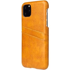 Fierre Shann Premium Card iPhone 11 Hülle Backcover mit Kartenhalter - Cognac