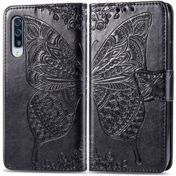 Mobigear Butterfly Samsung Galaxy A70 Hülle Klapphülle Geldbörse - Schwarz