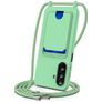 Mobigear Lanyard Card Samsung Galaxy A57 Silikon Handykette mit Kartenhalter - Grün