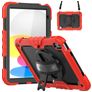 Mobigear SureGrip Xtreme iPad 10 (2022) Hülle Kunststoff,Silikon Backcover + Schulterträger + Ständer - Schwarz / Rot