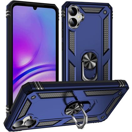 Mobigear Armor Ring Samsung Galaxy A05 Hülle Hardcase Backcover Stoßfest mit Ringhalter - Blau