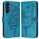 Mobigear Flowers Samsung Galaxy A17 Hülle Klapphülle Geldbörse - Blau