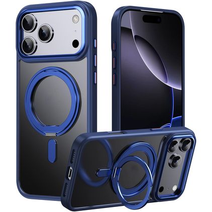 Mobigear Frosted Mag iPhone 17 Pro MagSafe Hülle Hardcase Backcover mit Ständer - Blau