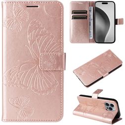 Mobigear Butterfly iPhone 16 Pro Max Klapphülle Portemonnaie - Roségold