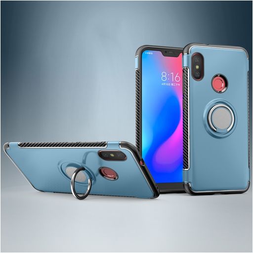 Mobigear Armor Ring Xiaomi Mi A2 Lite Hülle Hardcase Backcover Stoßfest mit Ringhalter - Blau