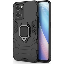 Mobigear Armor Ring OPPO Find X5 Lite Hardcase Backcover Shockproof mit Ringhalter - Schwarz