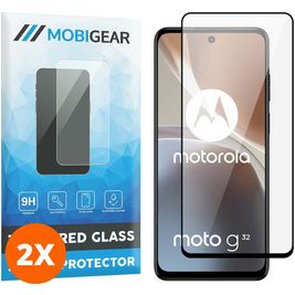 Mobigear Premium Motorola Moto G32 Panzerglas Gehärtetes Glas Displayschutz - Hüllenfreundlich - Schwarz (2er Pack)