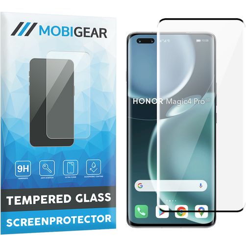 Mobigear Premium HONOR Magic 4 Pro Panzerglas Gehärtetes Glas Displayschutz - Hüllenfreundlich - Schwarz