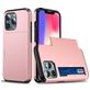 Mobigear Card iPhone 13 Pro Hülle Hardcase Backcover Stoßfest mit Kartenhalter - Roségold
