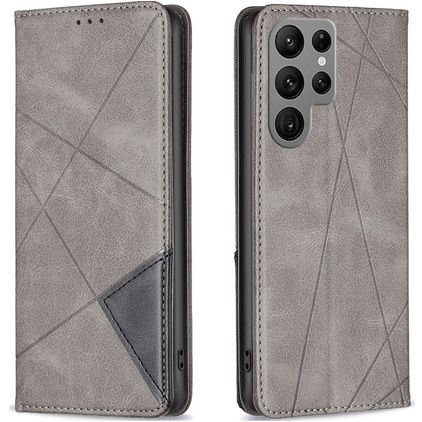 Mobigear Rhombus Slim Samsung Galaxy S23 Ultra Klapphülle - Grau