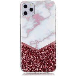 Mobigear Marble iPhone 11 Pro Hülle Flexibles TPU Backcover - Weiß / Rot