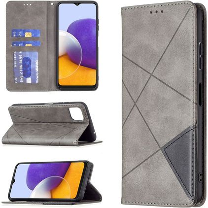 Mobigear Rhombus Slim Samsung Galaxy A22 5G Hülle Klapphülle - Grau