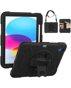 Mobigear SureGrip iPad 11 (2025) Hülle Kunststoff,Silikon Backcover + Stifthalter + Schulterträger + Ständer - Schwarz