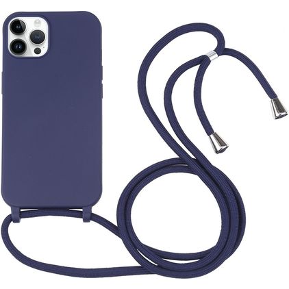 Mobigear Lanyard iPhone 16 Pro Silikon Handykette - Dunkelblau