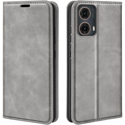 Mobigear Retro Slim Motorola Moto G85 Hülle Klapphülle Geldbörse - Grau