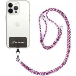 Mobigear Lanyard Universal-Handykette einstellbar - Weiß / Blau / Magenta