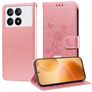 Mobigear Flowers POCO X6 Pro Hülle Klapphülle Geldbörse - Roségold