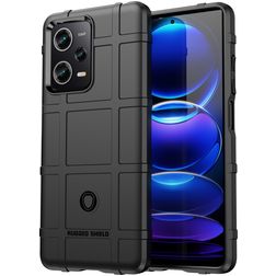 Mobigear Rugged Shield POCO X5 Hülle Flexibles TPU Backcover Stoßfest - Schwarz