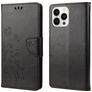 Mobigear Flowers iPhone 14 Pro Hülle Klapphülle Geldbörse - Schwarz