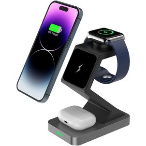 Mobigear MagTree 3in1 MagSafe Ladestation für iPhone / AirPods & Apple Watch - Schwarz