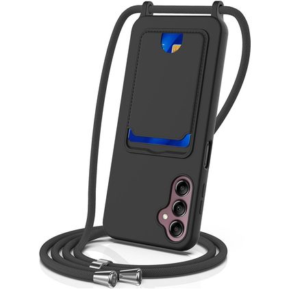 Mobigear Lanyard Card Samsung Galaxy S24 FE Silikon Handykette mit Kartenhalter - Schwarz