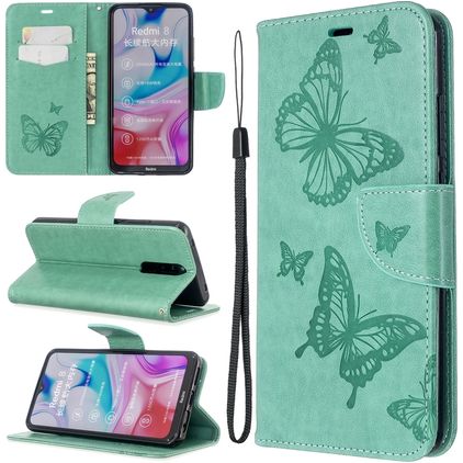 Mobigear Butterfly Xiaomi Redmi 8 Hülle Klapphülle Geldbörse - Türkis