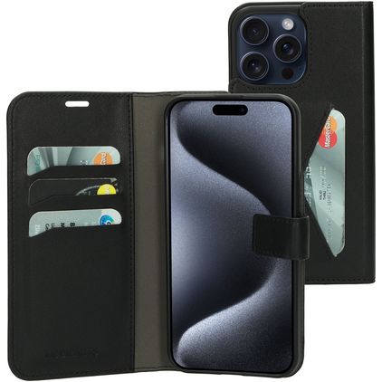 Mobiparts Classic Wallet iPhone 15 Pro Max Hülle Klapphülle Geldbörse - Schwarz