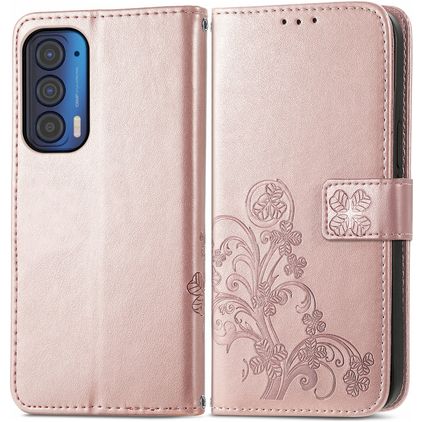 Mobigear Clover Motorola Edge (2021) Hülle Klapphülle Geldbörse - Roségold