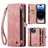 Caseme 008 iPhone 14 Pro Max Hülle Abnehmbare 2in1 Klapphülle Geldbörse - Pink