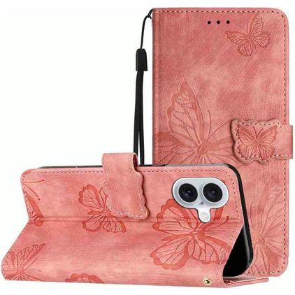 Mobigear Butterfly iPhone 17 Klapphülle Portemonnaie - Pink