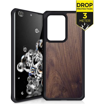 ITSkins HybridFusion Samsung Galaxy S20 Ultra Hülle Hardcase Backcover Stoßfest - Dark Wood