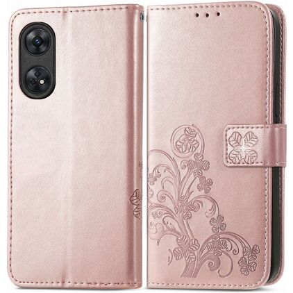 Mobigear Clover OPPO Reno 8T 4G Hülle Klapphülle Geldbörse - Roségold
