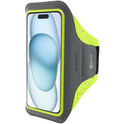 Mobiparts Comfort Fit Handyhalterung Joggen iPhone 15 Sporthülle Neopren Sportarmband - Neon Green