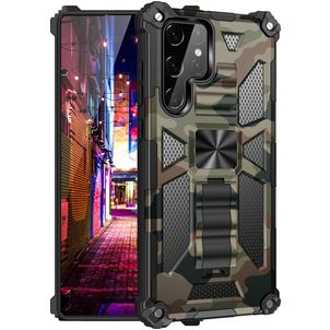 Mobigear Armor Stand Samsung Galaxy S22 Ultra Hülle Hardcase Backcover Stoßfest mit Ständer - Grün