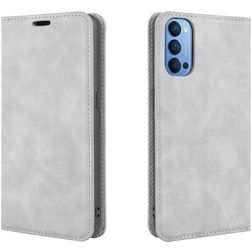 Mobigear Retro Slim OPPO Reno 4 Hülle Klapphülle Geldbörse - Grau