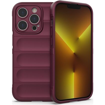 Mobigear Bumpy iPhone 14 Pro Hülle Flexibles TPU Backcover - Weinrot