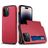 Mobigear Card iPhone 15 Pro Hülle Hardcase Backcover Stoßfest mit Kartenhalter - Rot