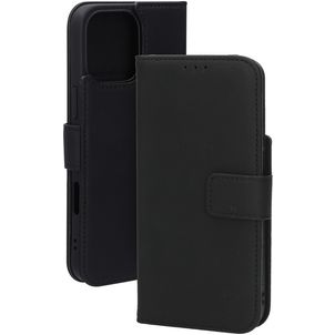 Mobiparts Wallet iPhone 16 Pro Max MagSafe Hülle Echtes Leder Klapphülle Geldbörse - Schwarz
