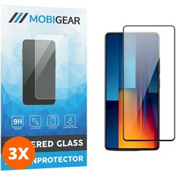 Mobigear Premium POCO M6 Pro Panzerglas Gehärtetes Glas Displayschutz - Hüllenfreundlich - Schwarz (3er Pack)