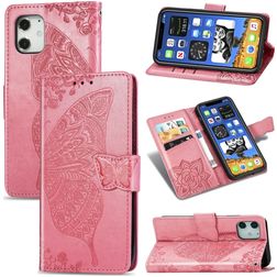 Mobigear Butterfly iPhone 12 Pro Hülle Klapphülle Geldbörse - Pink