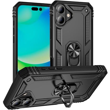 Mobigear Armor Ring iPhone 17 Hardcase Backcover Shockproof mit Ringhalter - Schwarz