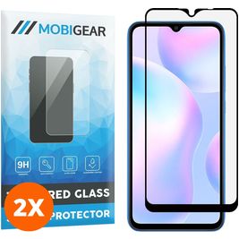 Mobigear Premium Xiaomi Redmi 9A Panzerglas Gehärtetes Glas Displayschutz - Hüllenfreundlich - Schwarz (2er Pack)