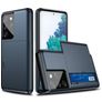Mobigear Card Samsung Galaxy S21 Ultra Hülle Hardcase Backcover Stoßfest mit Kartenhalter - Blau