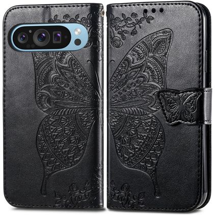 Mobigear Butterfly Google Pixel 10 Pro XL Hülle Klapphülle Geldbörse - Schwarz