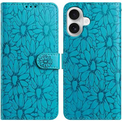 Mobigear Flowers iPhone 17 Klapphülle Portemonnaie - Blau