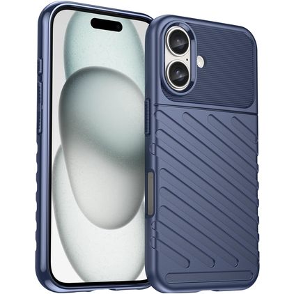Mobigear Groove iPhone 16 Hülle Flexibles TPU Backcover - Blau