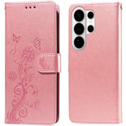 Mobigear Flowers Samsung Galaxy S26 Ultra Hülle Klapphülle Geldbörse - Roségold