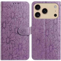 Mobigear Flowers iPhone 17 Pro Max Hülle Klapphülle Geldbörse - Lila
